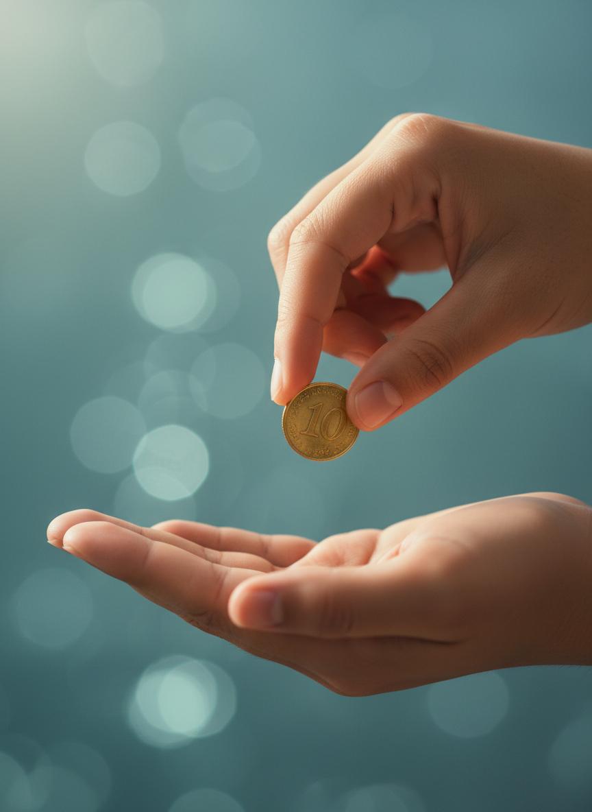 Deux mains en geste de don et de solidarité